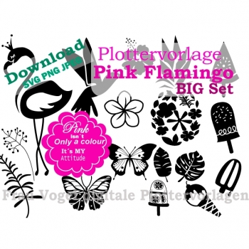 Plotterdatei Plottermotiv Plottervorlage "Pink Flamingo" SVG PNG JPG DXF Download Artikel