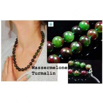 Necklace Chain Jewelry Gemstone Watermelon Tourmaline Length 55cm Green Red