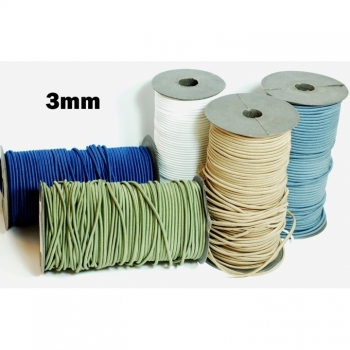 Rubber cord, hat rubber, elastic cord diameter 3mm 5 colors on offer