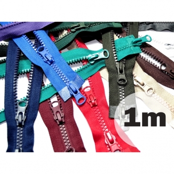 2 way zipper divisible length 100cm plastic tooth width 5mm 12 colors on sale for winter jackets, vests, coat