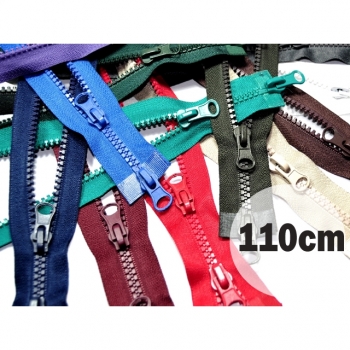 2 way zipper divisible length 110cm plastic tooth width 5mm 3 colors on sale for winter jackets, vests, coat