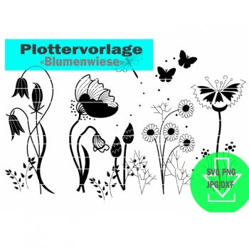 Plotterdatei Blumen Blumenwiese SVG DXF sofort download