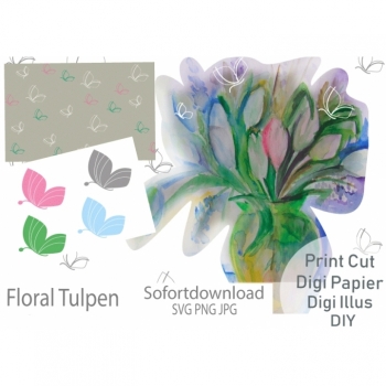 Digi Stamps Digiillus Floral Tulpen PNG JPG SVG Sofortdownload DIY 