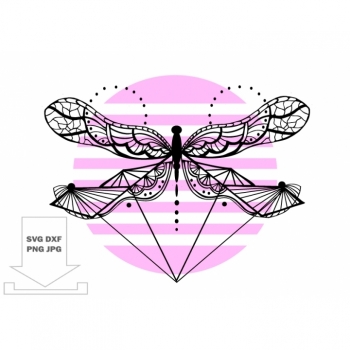 SVG DXF Dragonfly  Mandala  zentangle download