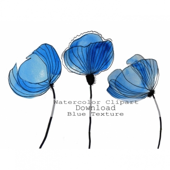 Watercolor clipart spring flower in pastelblue, hand draw, digital files