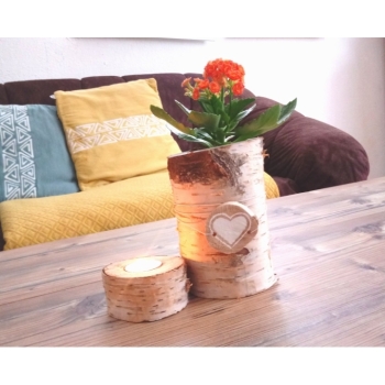 Kaufen Holzvase Blumenvase Vase aus Birkenholz Tischdeko Frühling Deko Tisch Deko. Bild 8