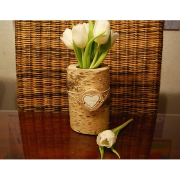 Kaufen Holzvase Blumenvase Vase aus Birkenholz Tischdeko Frühling Deko Tisch Deko. Bild 1