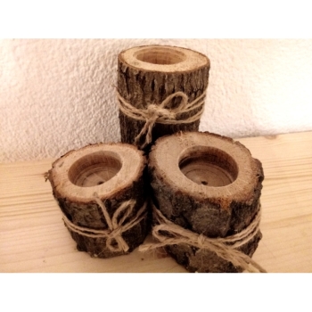 Kaufen Holzkerzen Holzdeko für Tisch rustikal modern Naturholz Teelchter Windlichter Deko. Bild 5