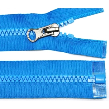 Reißverschluss-65cm-teilbar-Metallzipper-Farbauswahl-Naehzubehoer. Picture 9 Buy Teilbarer Reißverschluss 65cm türkis mit silbernem Metallzipper, Farbauswahl im Hintergrund, Nähzubehör für Jacken und Taschen. Picture 9
