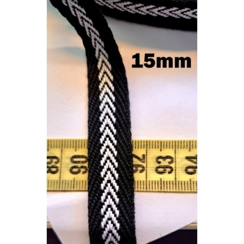 Köperband Nahtband 15mm schwarz weiß 