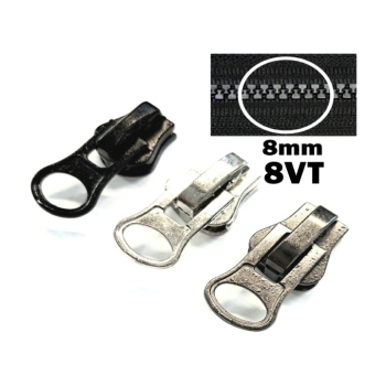 Ersatzzipper Zipper Schieber 8mm 8VT für Reissverschluss Kunststoffzahn 