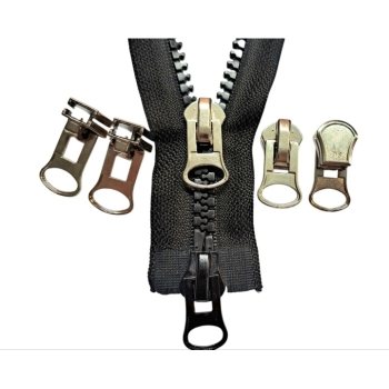 Kaufen Ersatz Zipper Schieber für Reißverschluss 8mm Nummer 8D hell nickel. Bild 4