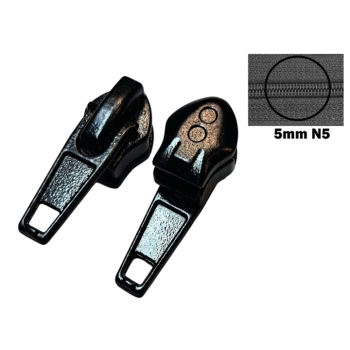 1 St Reißverschluss Ersatz Zipper 5mm N5 schwarz verstärkt