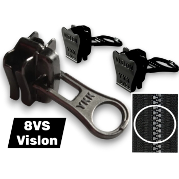 1 St. YKK Ersatz Zipper Schieber 8VS VISLON schwarz oxid nickel Reparatur Umtausch 
