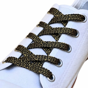Schuhbänder flach 8mm 100cm schwarz gold Schnürsenkel Senkel