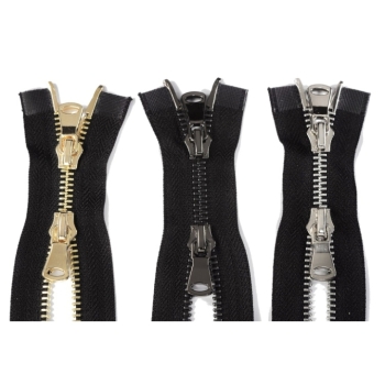 Zwei Wege Metall Reißverschluss 50cm teilbar schwarz