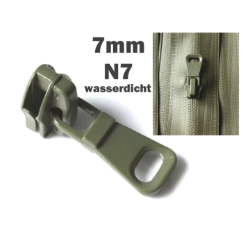 1 pc. Zipper slider 7mm N7 for waterproof reverse zippers khaki repair exchange