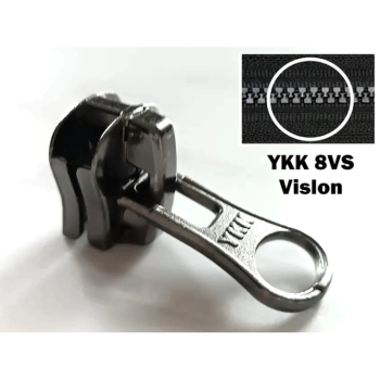 1 St. YKK Ersatz Zipper Schieber 8VS VISLON schwarz oxid nickel Reparatur Umtausch 