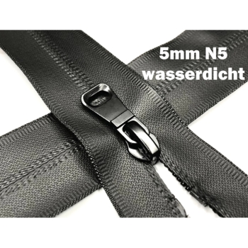 1 pc. Zipper slider N5c 5mm for waterproof reverse zipper, separable, black oxide silver