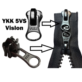 YKK Zipper 5VS Vislon oben unten Ersatz Zipper Schieber für Zwei Wege Reißverschluss Kunststoffzahn 2 Stück Set