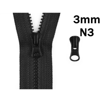 Ersatz Zipper Schieber für Reißverschluss Kunststoffzahn 3mm N3 schwarz