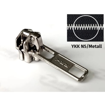 1 St YKK Ersatz Zipper Schieber für Metall Reißverschluss 5mm N5 schwarz nickel oxid