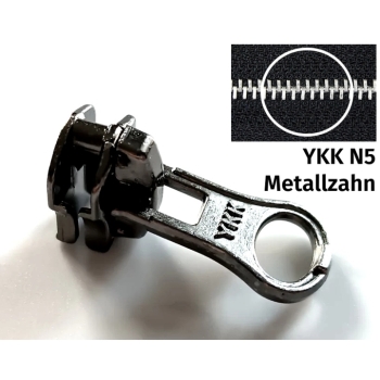 1 St YKK Ersatz Zipper Schieber für Metall Reißverschluss 5mm N5 schwarz nickel oxid