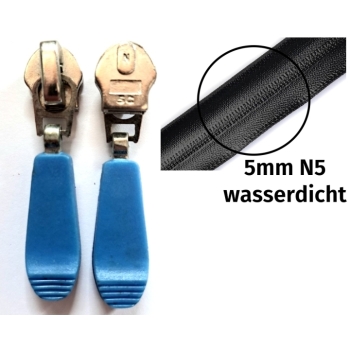 1 St Ersatz Zipper für wasserdichte Reißverschlüsse 5mm N5 nickel blau für Jacken Manteln Westen