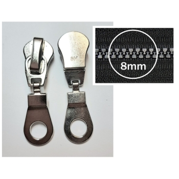 Ersatz Zipper 8 mm für Reißverschluss | Reißverschluss Schieber für Jacke | Zipper zum Reparieren und Austauschen
