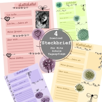Steckbrief Kita PDF – 4 bunte Vorlagen zum Ausdrucken für Erzieherinnen & Lehrerinnen Steckbrief Kita PDF – 4 bunte Vorlagen zum Ausdrucken für Erzieherinnen & Lehrerinnen