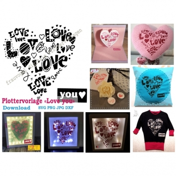 Buy Plottervorlage Plotterdatei Herz "Love you" SVG PNG JPG DXF Download Artikel. Picture 1