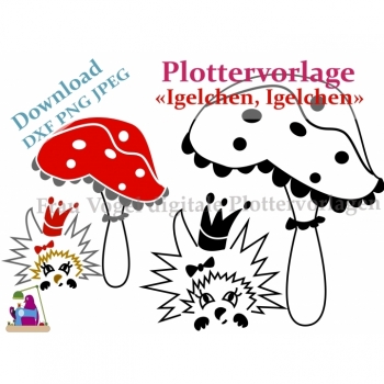 Buy Plottervorlage Plotterdatei "Igel" PNG SVG JPG DXF Download Artikel. Picture 1