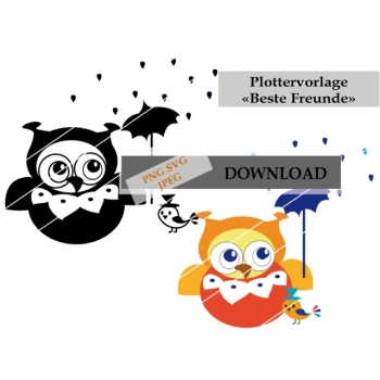 SVG DXF Autumn Owl Rain Drops download files