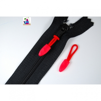 Kaufen Reißverschlüssanhänger  Zipper Schlaufe Puller Klein 3,5cm neonrot blau schwarz. Bild 2