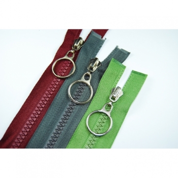 Ring zipper with sturdy plastic teeth 5mm, Num.5 length 75 cm divisible, 30 colors on offer