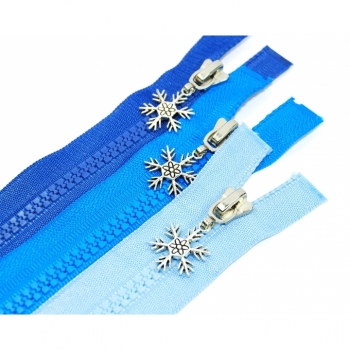 Reißverschluss mit Motivzipper "Snowflack", teilbar, Länge 40cm, Kunststoffzahn 5mm,  25 Farben im Angebot