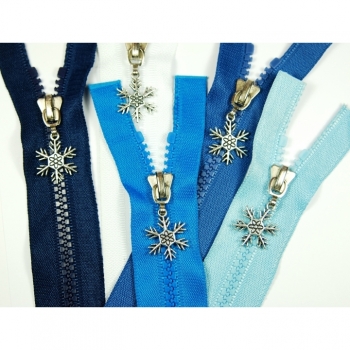 Zipper with motif zipper "Snowflack", divisible, length 60cm, plastic tooth 5mm, 25 colors on offer