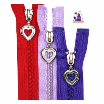 Zipper with Model zipper Heart Type 2 divisible Spiral 5mm Num 5 Length 45cm 28 colors on offer