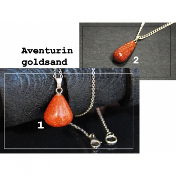 Kaufen Halskette Kette Anhänger Edelstein Aventurin gold Länge 50cm. Bild 2