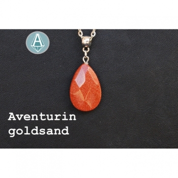Necklace chain pendant gemstone aventurine goldsand length 55cm