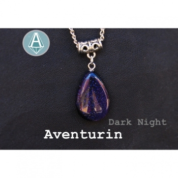Necklace Chain Pendant Gemstone Aventurine dark purple length 57cm