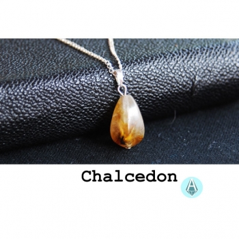 Necklace, necklace pendant gemstone chalcedony length 50 cm