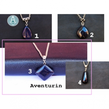 Kaufen Halskette Kette Anhänger Edelstein Aventurin dunkelviolett Länge 55cm. Bild 3