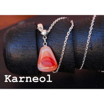 Buy Halskette, Kette Anhänger Edelstein Karneol Länge 73cm lachsrot. Picture 2