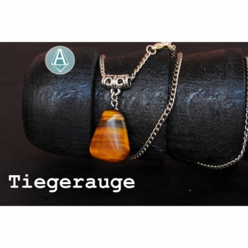 Necklace, chain pendant Gemstone Tieger eye length 56cm
