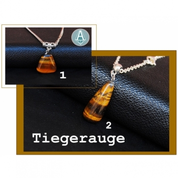 Buy Halskette, Kette Anhänger Edelstein Tiegerauge Länge 56cm . Picture 4