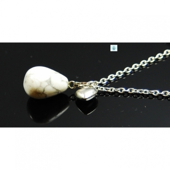 Kaufen Halskette Kette Anhänger Edelstein Rhodonith Länge 42cm weiss grau. Bild 2