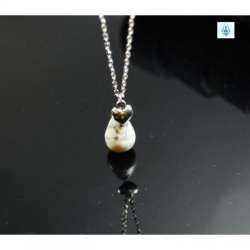 Kaufen Halskette Kette Anhänger Edelstein Rhodonith Länge 42cm weiss grau. Bild 3
