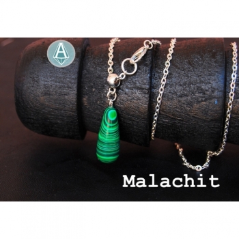 Necklace, chain pendant gemstone malachite length 56cm drop