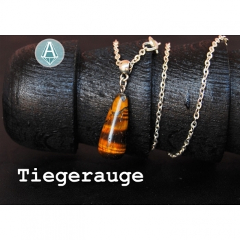 Necklace, necklace pendant gem tiger eye length 46 cm drop